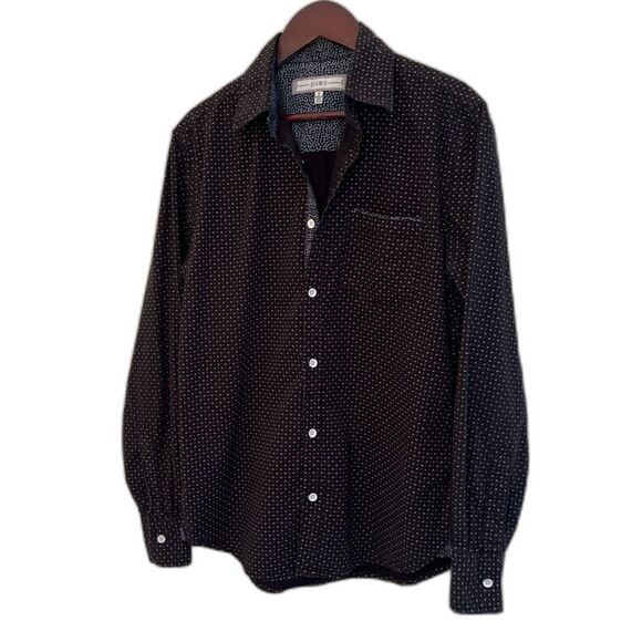 Paper Denim & Cloth Geo Floral Cottagecore Cotton Button Up, Black/Navy- Small - Picture 1 of 9